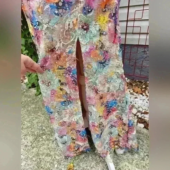 Blush prom by Alexia Multicolored Rhinestone Backless plunge size 6 - Picture 3 of 7